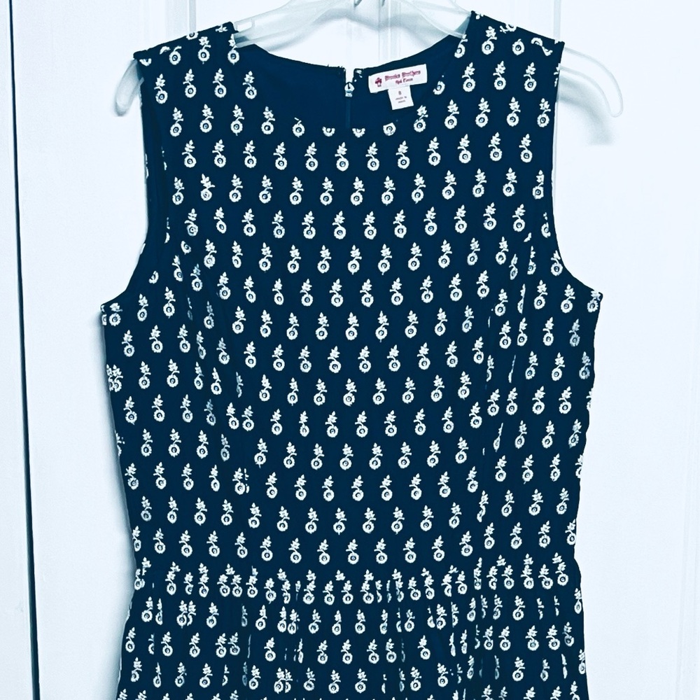 Brooks Brothers Navy Dress with White Teardrop Print Size 8